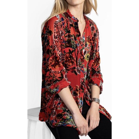 Johnny Was Red Yoella Burnout Tunic Top XXL $328 With Cami - Picture 1 of 8